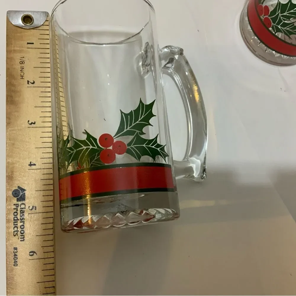 2 Holly Berry Beer Mug Stein 5.5